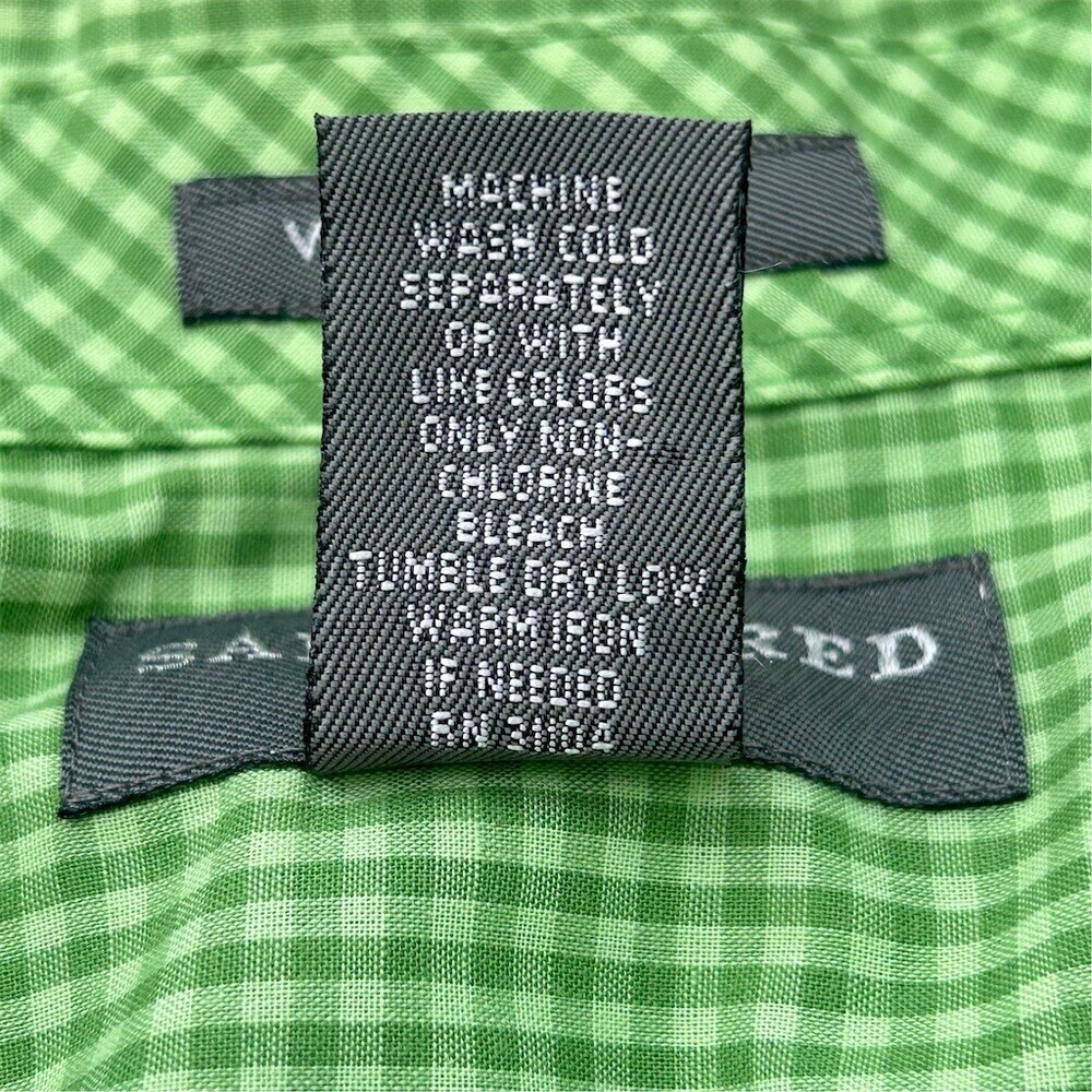 Saddlebred Shirt Mens Size L Green Gingham Check Short Sleeve Button-Up - Picture 3 of 7